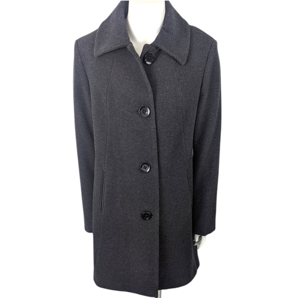 Nautica Wool Pea Coat Peacoat Womens Medium Gray Jacket Button Dressy - Picture 1 of 13